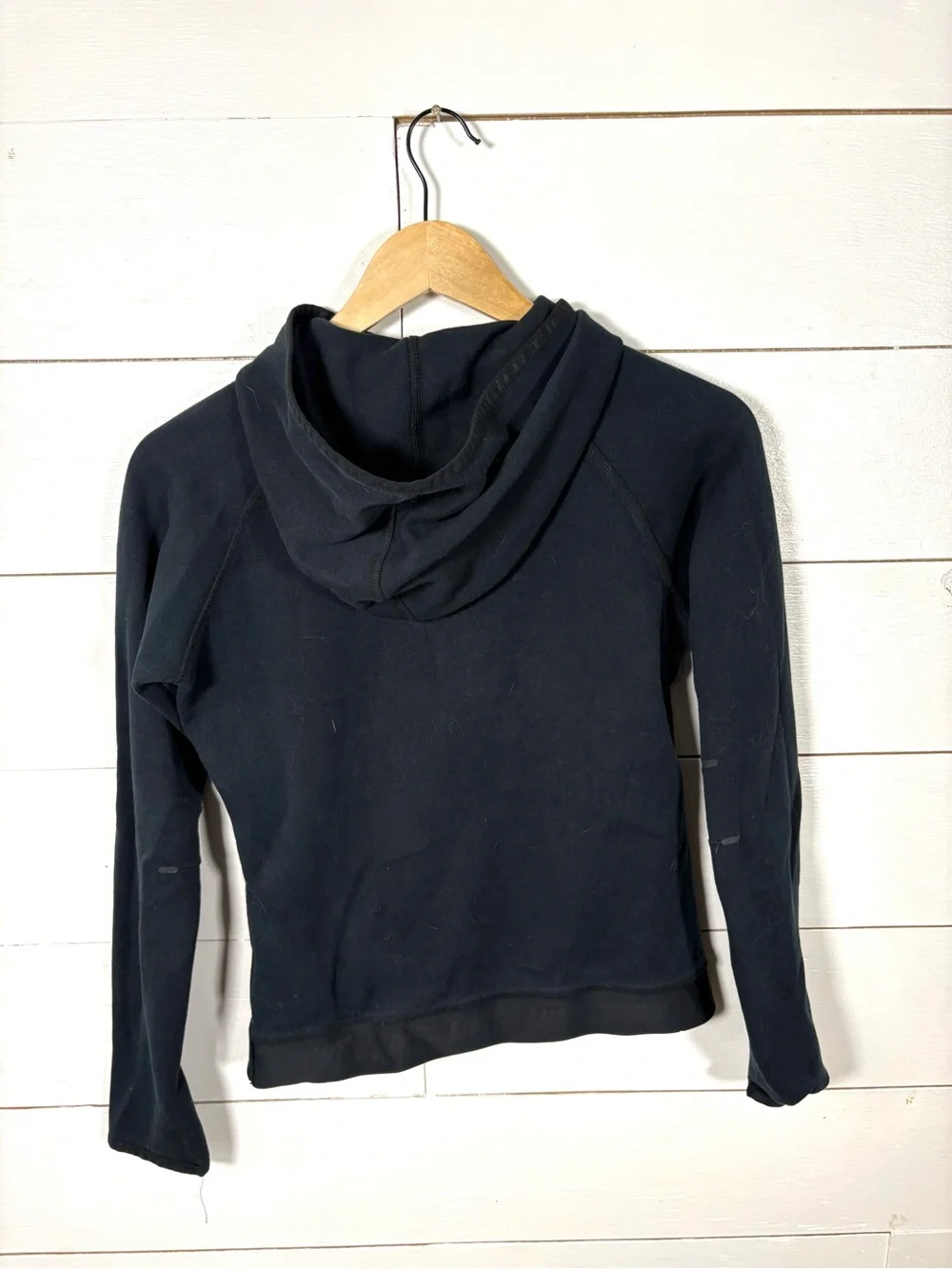Nike Tech Fleece Hoodie Black Pullover Thumbholes Zip Pockets Size S